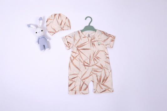 %100 Pamuk Palmiye Desenli Tulum ve Şapka