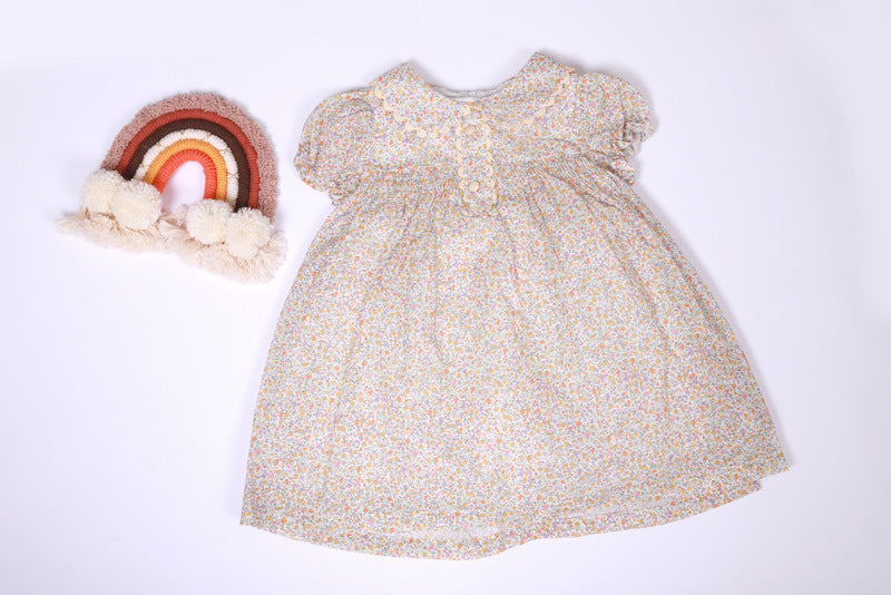Vintage Flower Su Taşlı Çiçekli Elbise