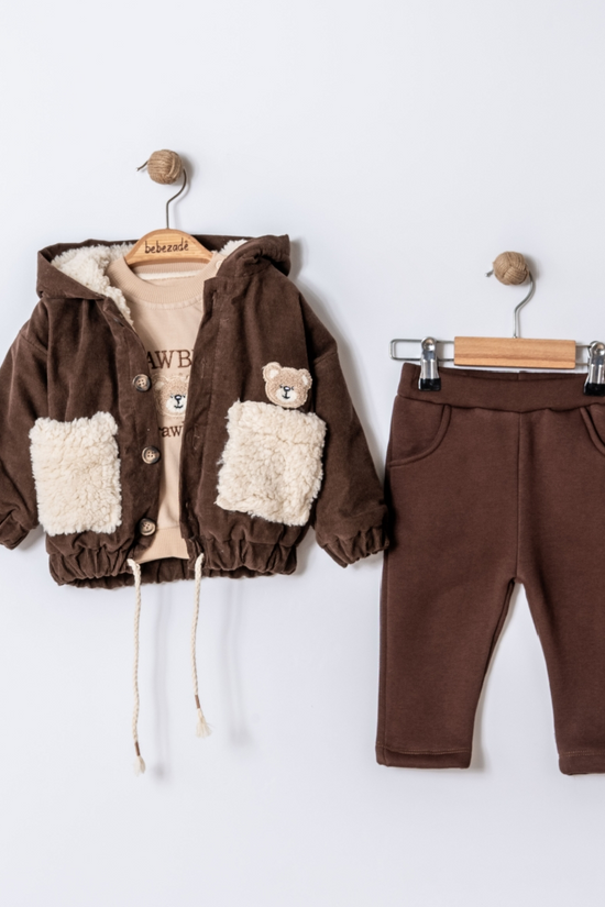 Strawberry Bear Kabanlı Üçlü Takım