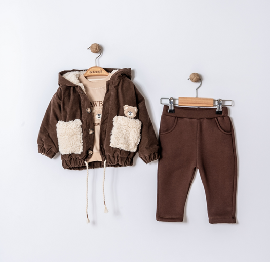 Strawberry Bear Kabanlı Üçlü Takım