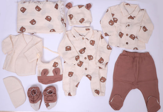 Natural Cotton 10’lu Hastane Çıkışı Ayıcık Temalı Set