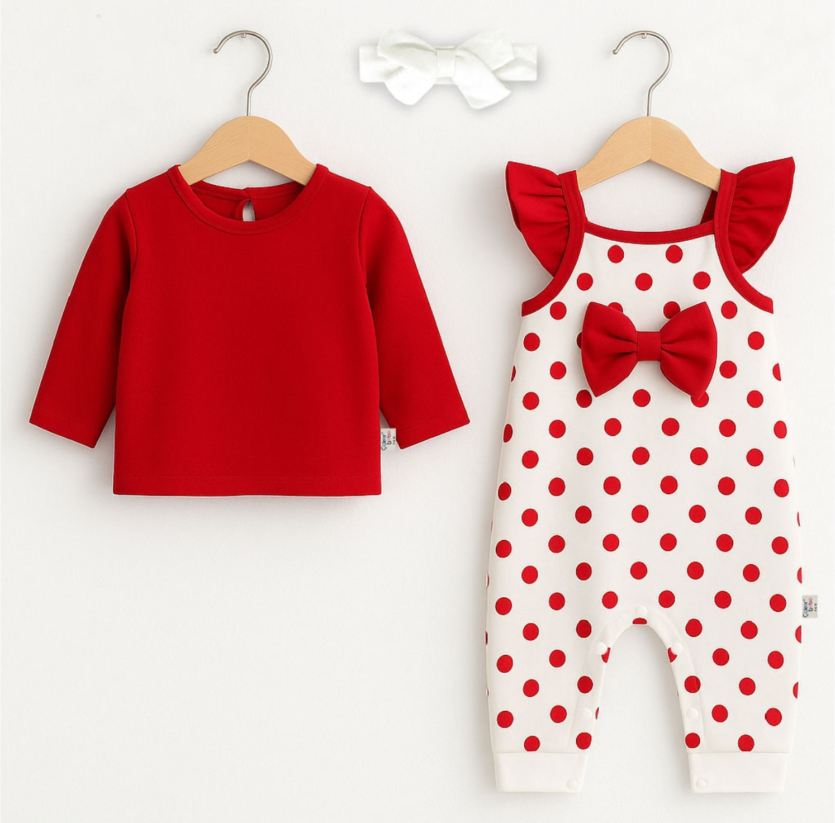 Minnie Love Kırmızı Puantiyeli Tulum Takım